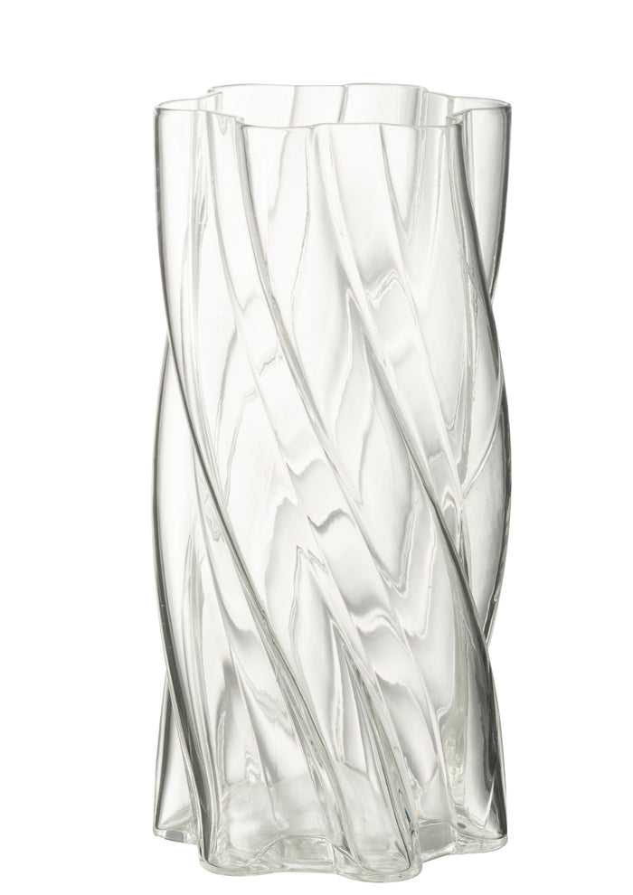 J-Line vaas Swirly - glas - transparant - large - 25 cm hoog