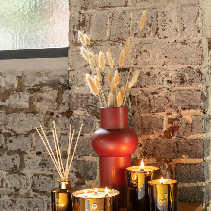 J-Line geurkaars Excellent - Golden Honey - glas - oker – small - 50U