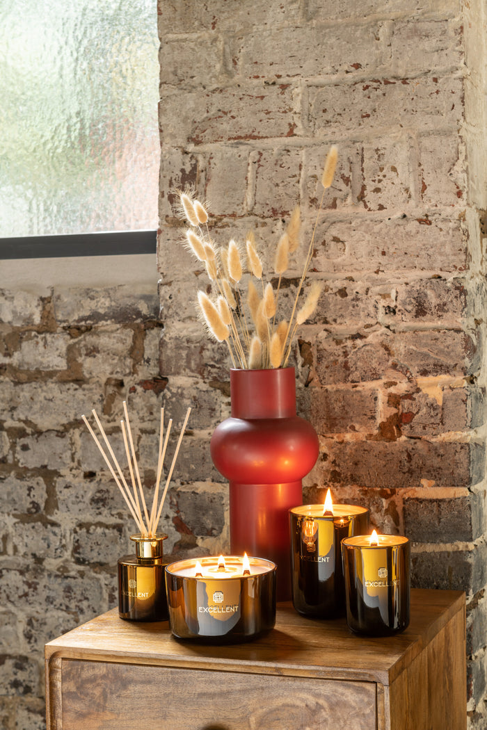 J-Line geurkaars Excellent - Golden Honey - glas - oker – small - 50U