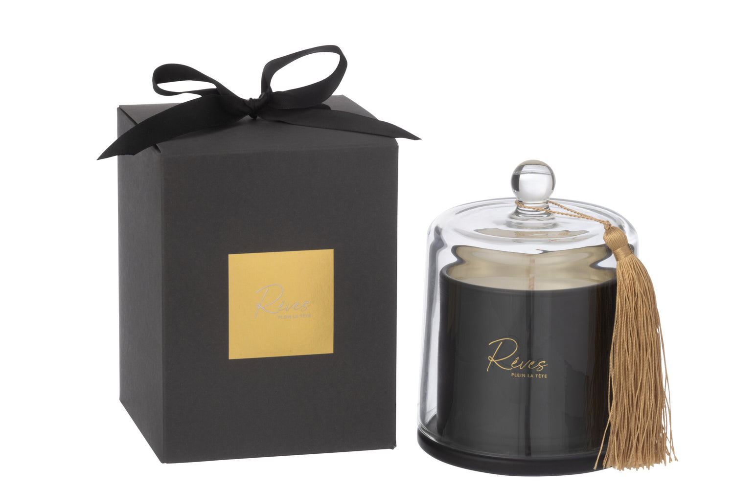 J-Line geurkaars stolp Reves - noir - large - 65U