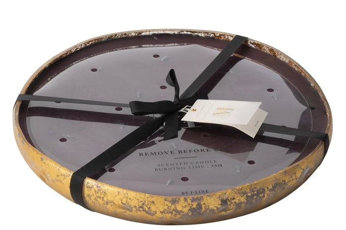 J-Line geurkaars M-Chic - Oud & Amber - glas - goud|zwart -