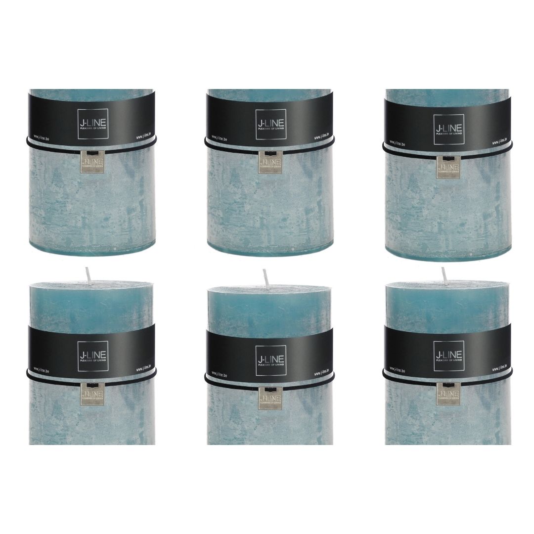 J-Line cilinderkaars - blauw - extra large - 120U - 6 stuks
