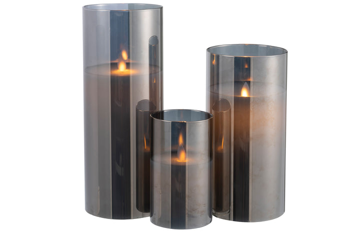 J-Line lamp Blinkend - glas - grijs - large - LED lichtjes