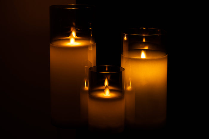 J-Line lamp Blinkend - glas - grijs - large - LED lichtjes