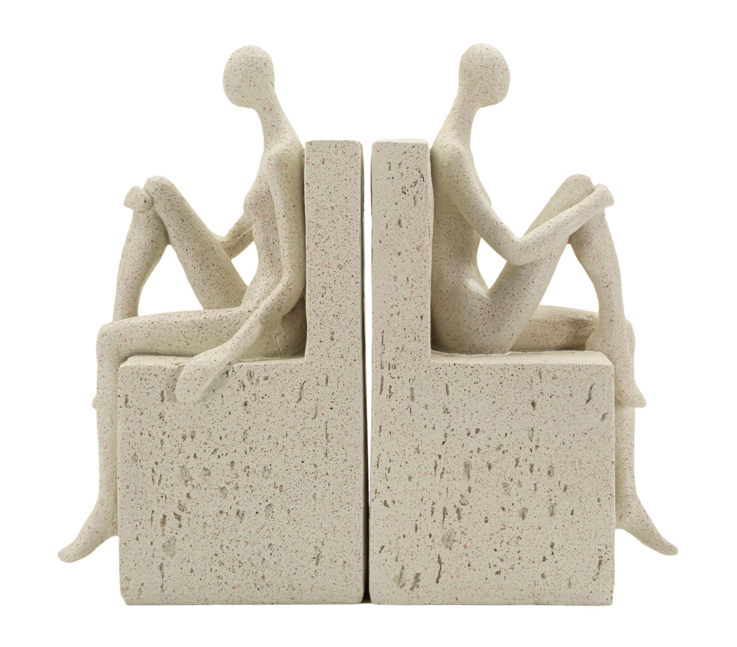 Crèmekleurige boekensteunen van hars, 24x10x20,5 cm