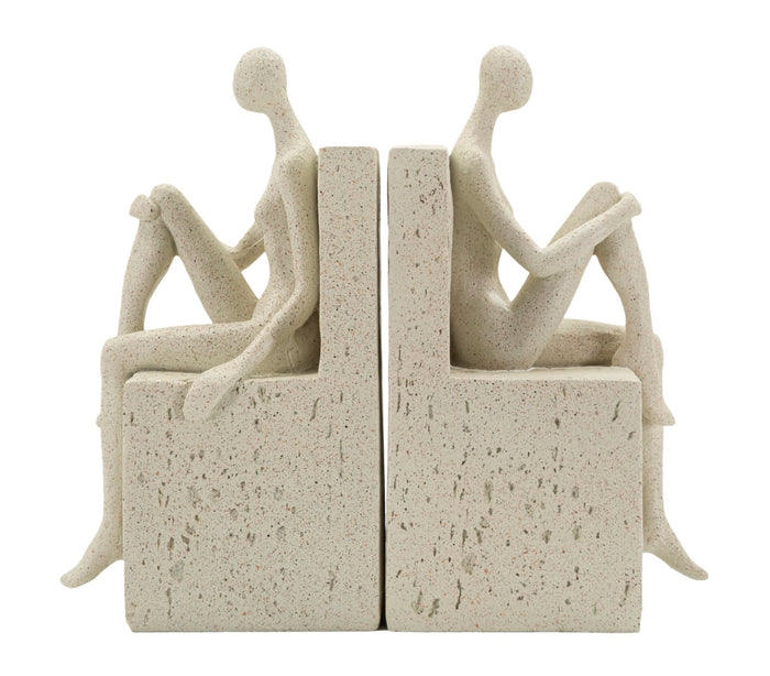 Crèmekleurige boekensteunen van hars, 24x10x20,5 cm