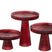 J-Line taarthouder Nelly - glas - rood - 3 stuks