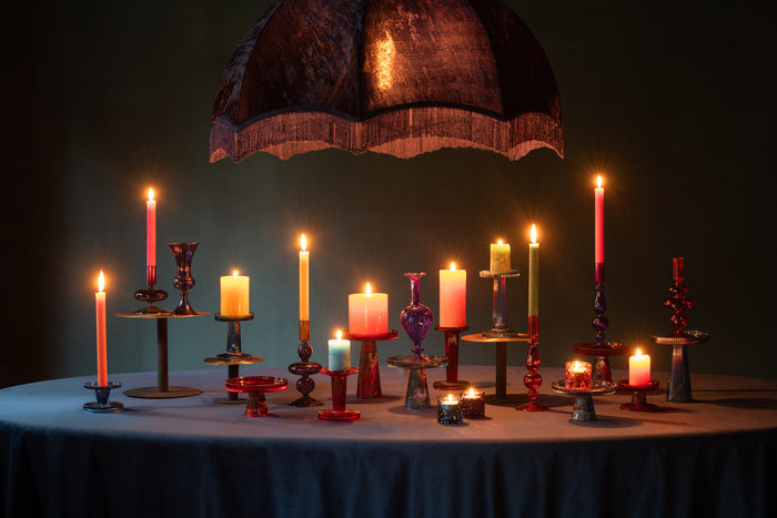 J-Line taarthouder Nelly - glas - rood - 3 stuks