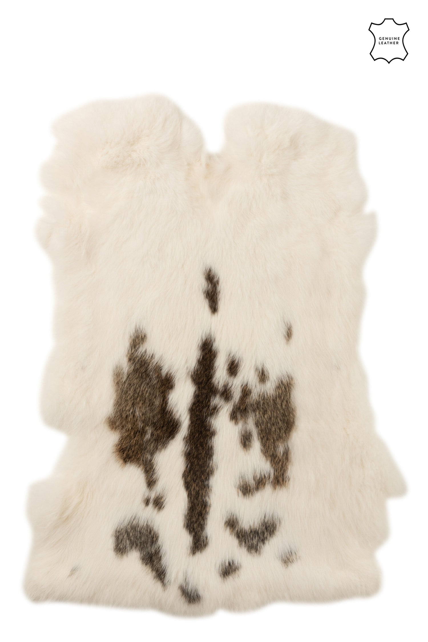 J-Line tapijt Konijnenvel Stippen - imitatiebont - wit|bruin