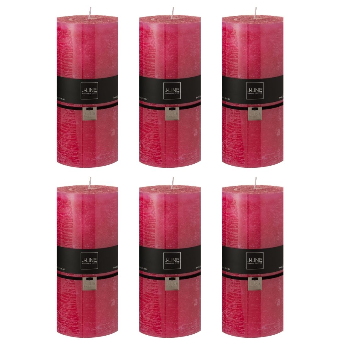 J-Line cilinderkaars - fuchsia - XXL - 150U - 6 stuks