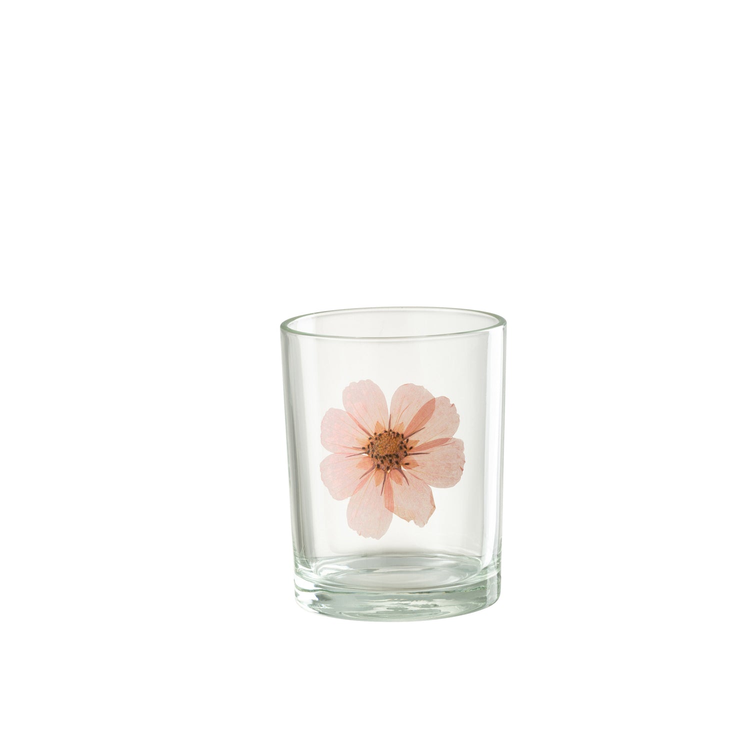 J-Line windlicht Bloem - glas - roze|mix