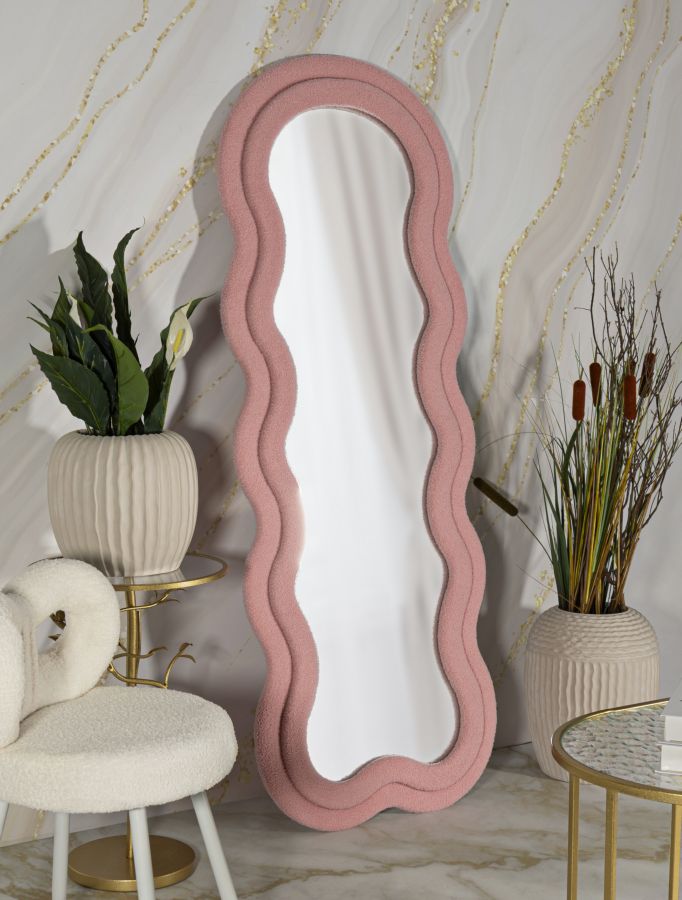 Wandspiegel met roze teddybeerlijst, 60x4x160 cm