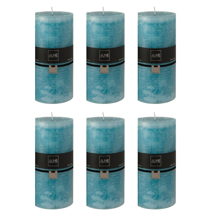 J-Line cilinderkaars - azuur - XXL - 150U - 6 stuks