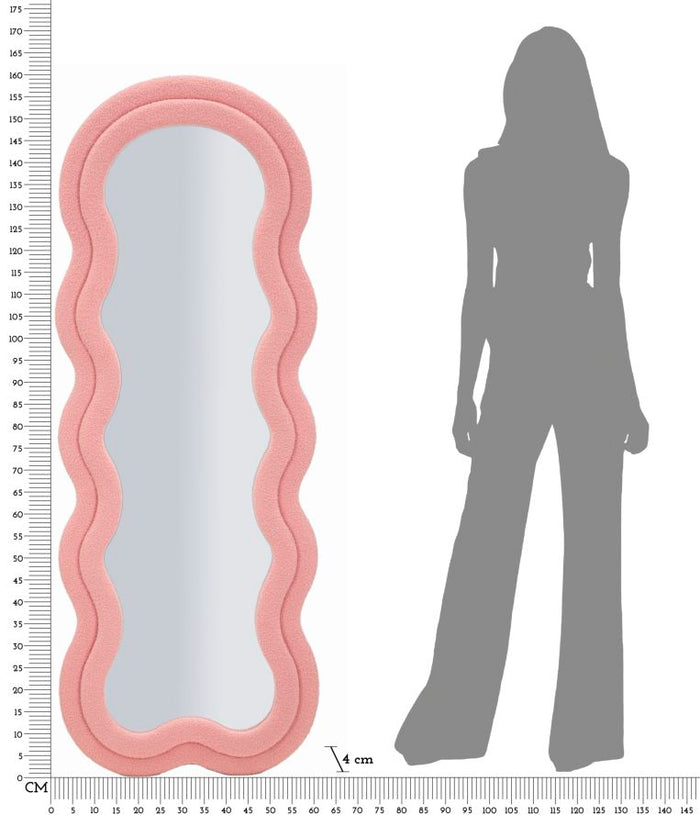 Wandspiegel met roze teddybeerlijst, 60x4x160 cm