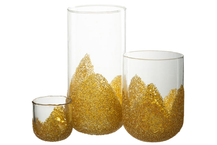 J-Line kaarshouder Strass - glas - transparant|goud - large