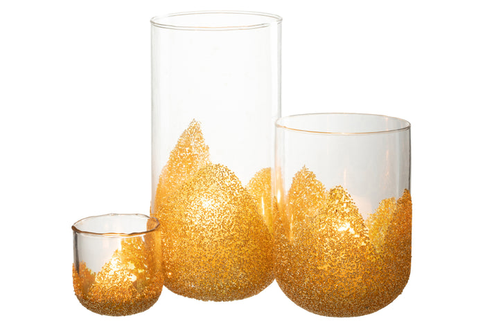 J-Line kaarshouder Strass - glas - transparant|goud - large
