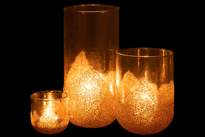 J-Line kaarshouder Strass - glas - transparant|goud - large