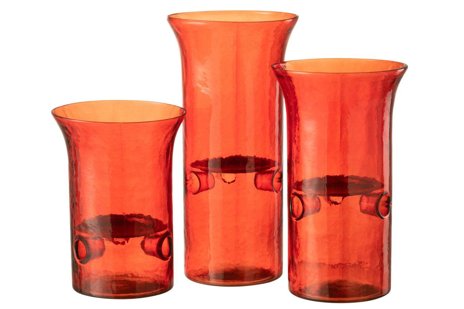 J-Line kaarshouder Bord - glas|metaal - rood - 3 stuks