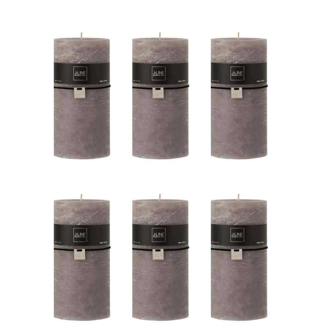 J-Line cilinderkaars - donkergrijs - 140U - XXL - 6 stuks
