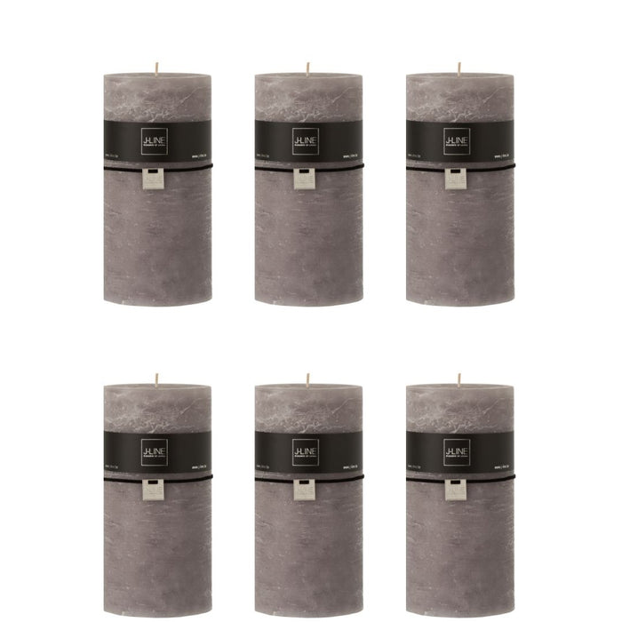 J-Line cilinderkaars - donkergrijs - 140U - XXL - 6 stuks