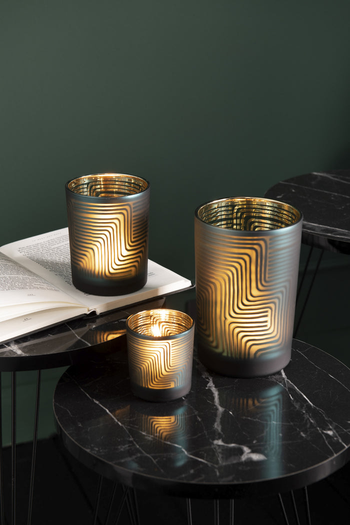 J-Line windlicht Zigzag - glas - groen - large