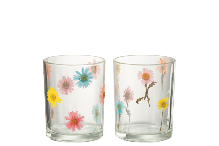 J-Line windlicht Posy  - glas - transparant|mix - large - 2