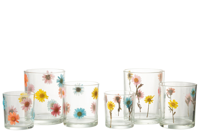 J-Line windlicht Posy  - glas - transparant|mix - large - 2