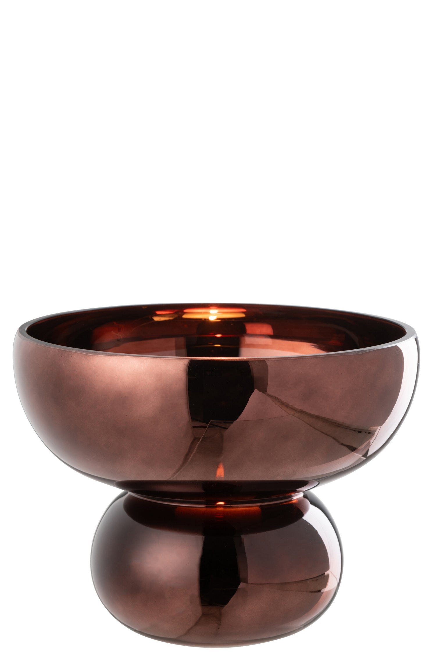 J-Line theelichthouder|vaas Op Voet Afgerond - glas - pruim