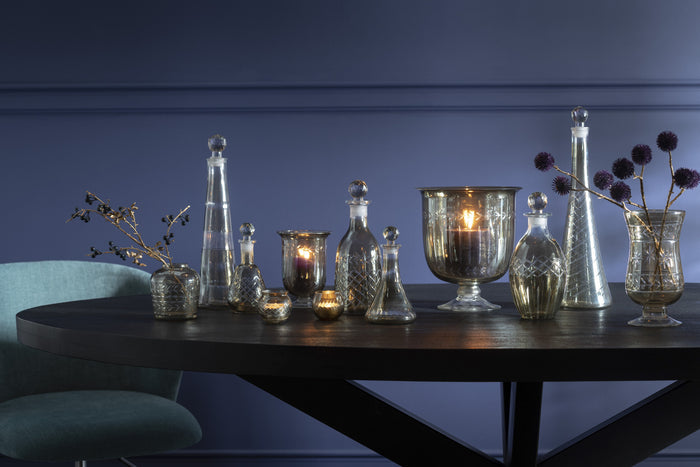 J-Line windlicht Tak - glas - grijs - 6 stuks