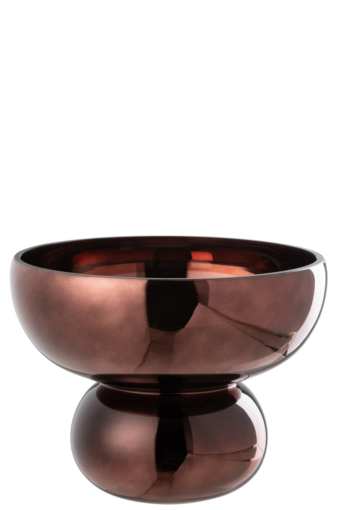 J-Line theelichthouder|vaas Op Voet Afgerond - glas - pruim