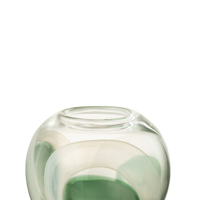 J-Line vaas Livy - glas - groen|wit|transparant - medium - Ø