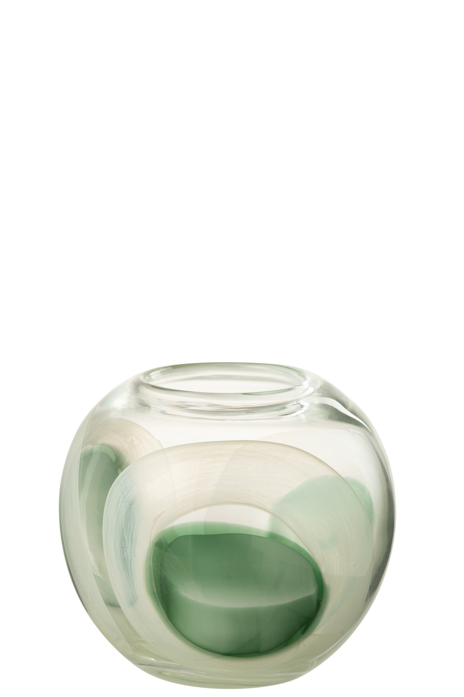 J-Line vaas Livy - glas - groen|wit|transparant - medium - Ø