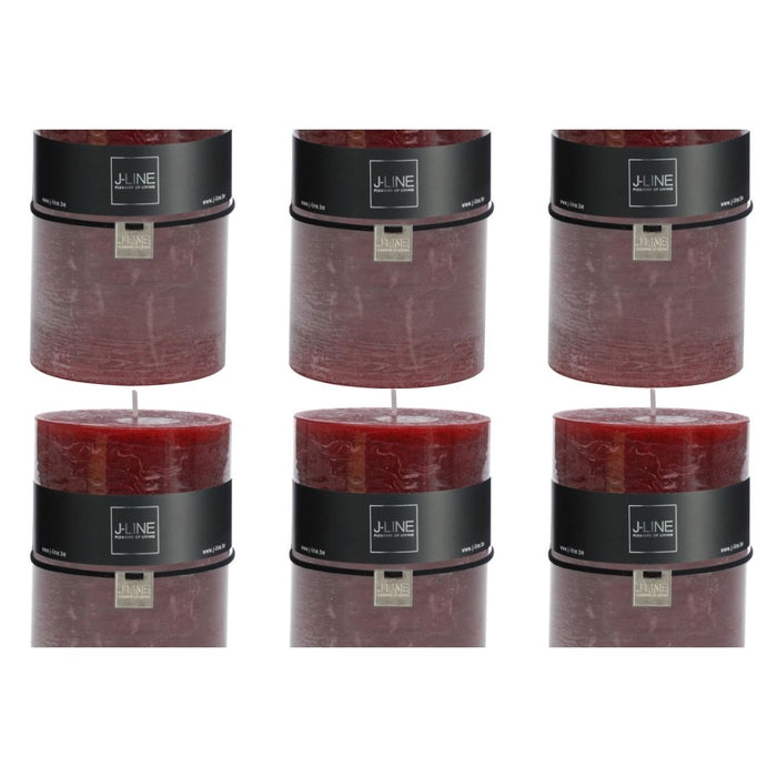 J-Line cilinderkaars - bordeaux - XL - 95U - 6 stuks