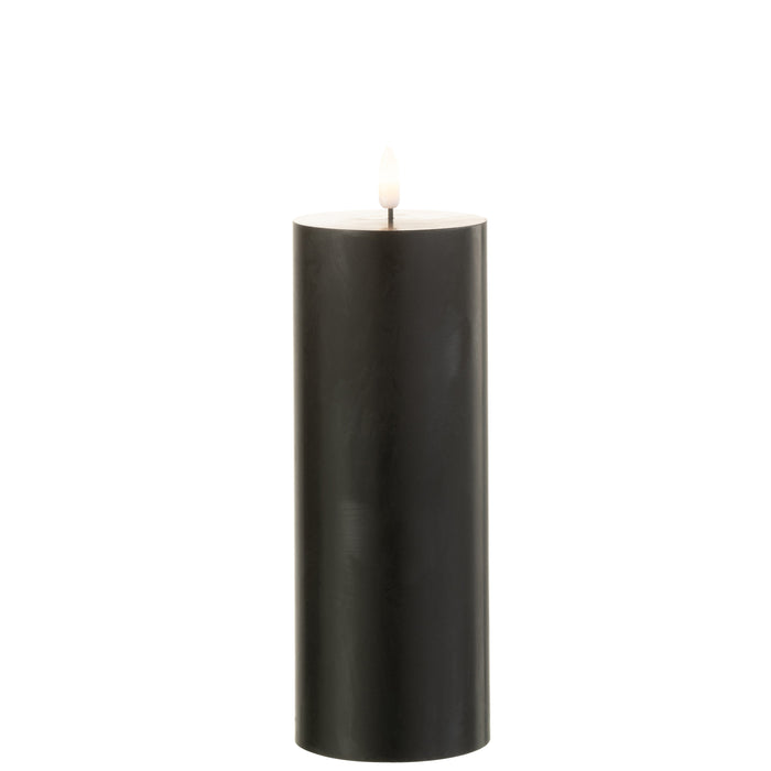 J-Line cilinderkaars - zwart - large - LED lichtjes