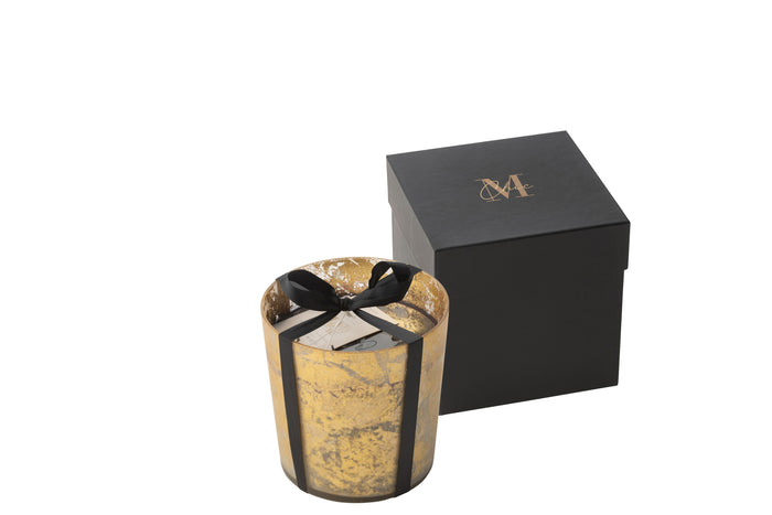 J-Line geurkaars M-Chic - Oud & Amber - glas - goud|zwart -