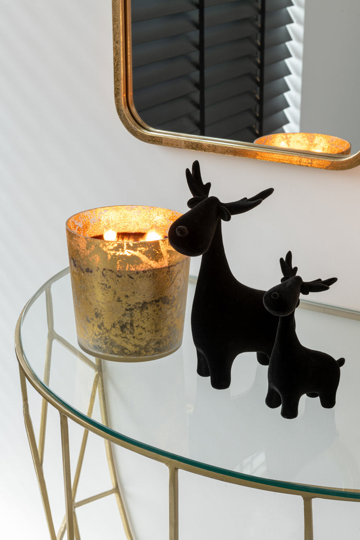 J-Line geurkaars M-Chic - Oud & Amber - glas - goud|zwart -