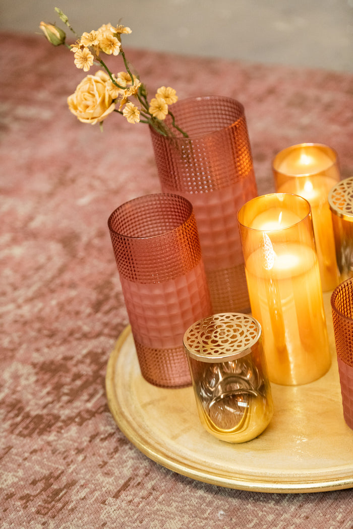 J-Line lamp blinkend - glas - goud -  large - LED lichtjes