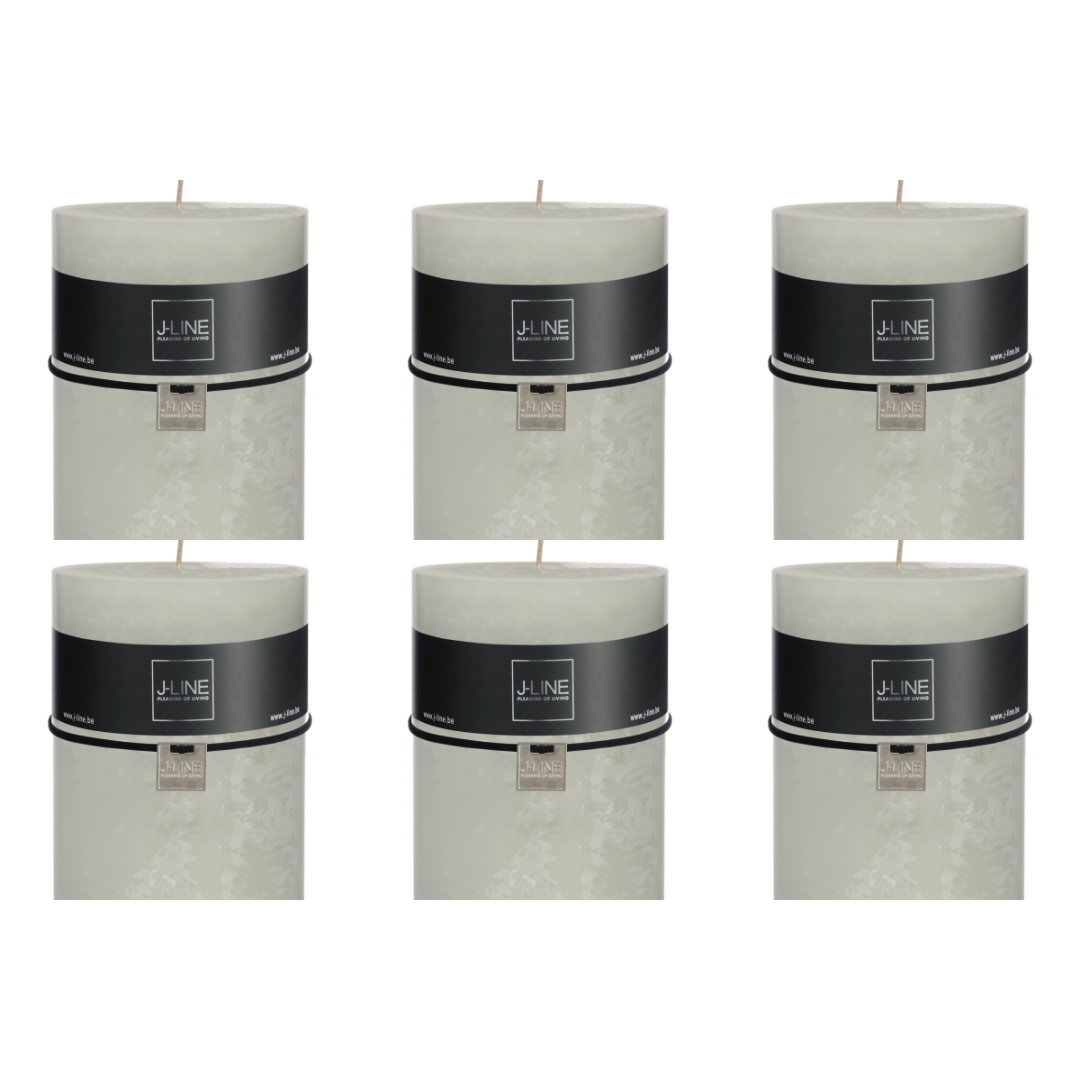 J-Line cilinderkaars - poedergroen - extra large - 95U - 6 stuks
