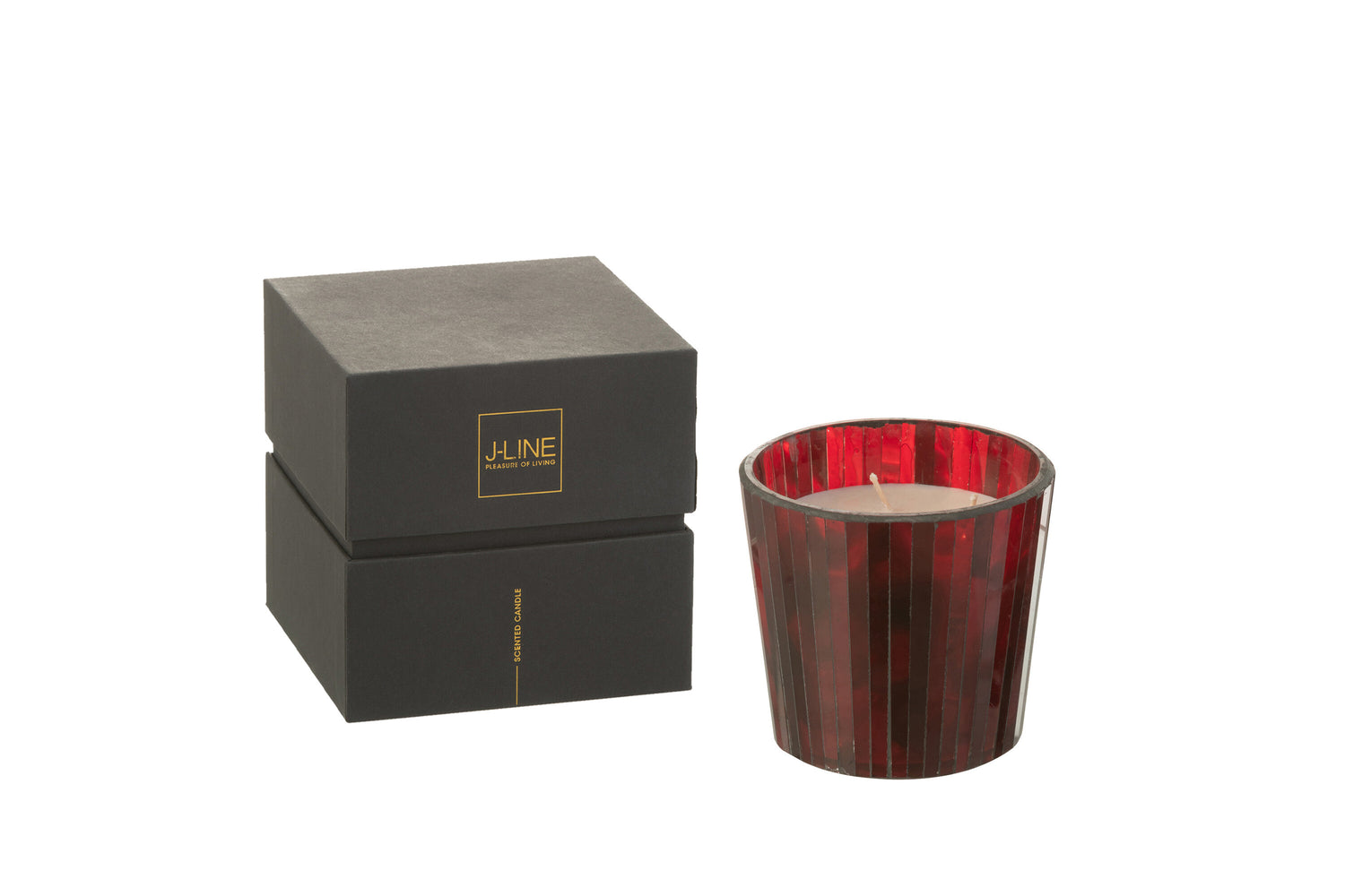 J-Line geurkaars Noa - Ruby Red - glas - rood - small - 35U