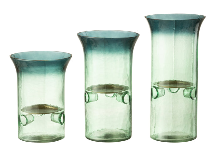 J-Line kaarshouder Bord - glas|metaal - groen - 3 stuks