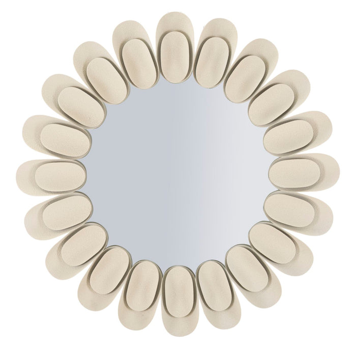 Crèmekleurige metalen wandspiegel, ø 85x6 cm