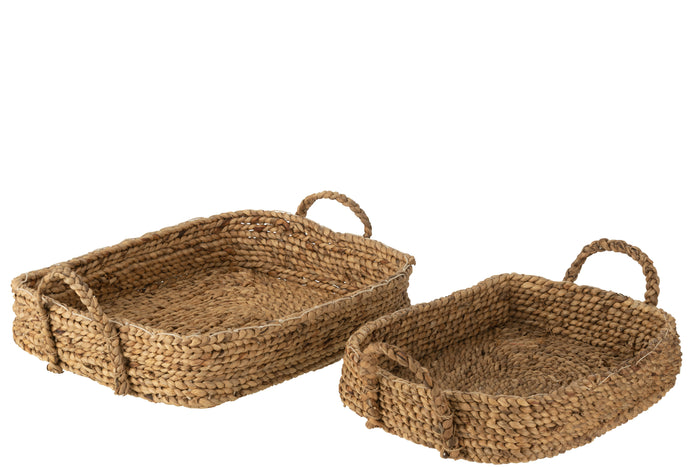 J-Line mand - jute|waterhyacint - naturel - 2 stuks
