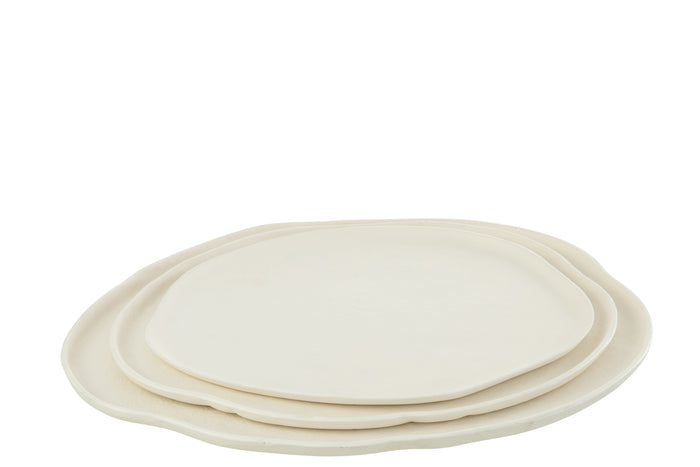 J-Line plateau Rond plateau - dienblad - metaal - wit - large