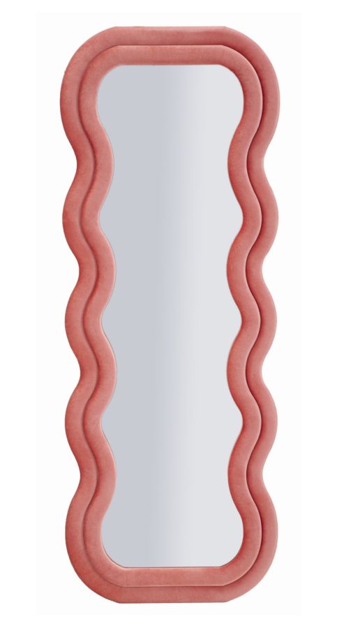 Wandspiegel met roze fluwelen lijst, 60x6x160 cm