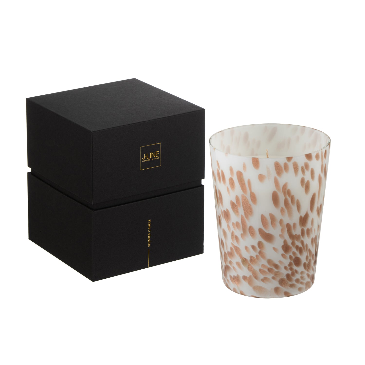 J-Line geurkaars Noa - Neon Night - glas - wit|goud - medium - 68U