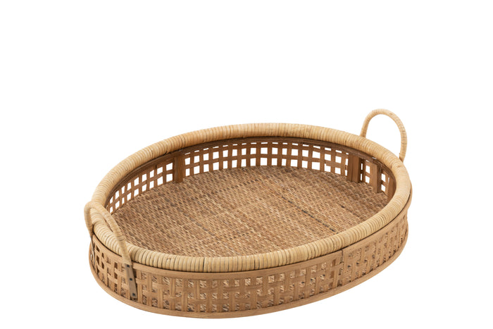J-Line plateau - dienblad Pick - rotan|bamboe - naturel - small