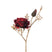 J-Line decoratie tak Roos - kunststof - rood|goud - 12 stuks