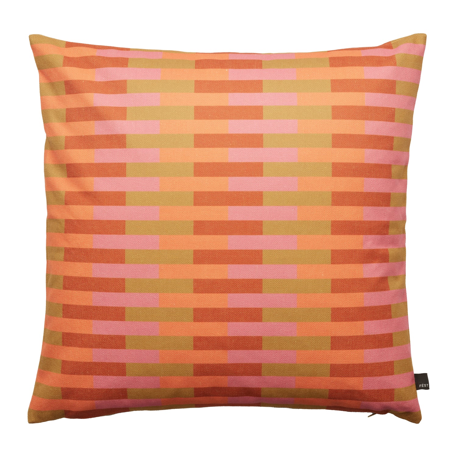 FÉST Stripes & Checks Sierkussen 60 x 60 cm - Purple / Orange