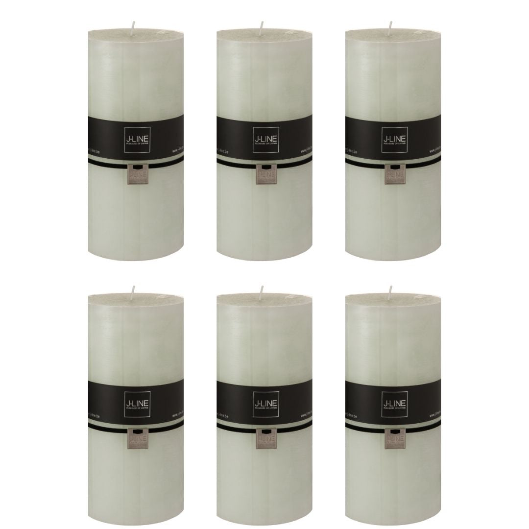 J-Line cilinderkaars - poedergroen - XXL - 150U - 6 stuks