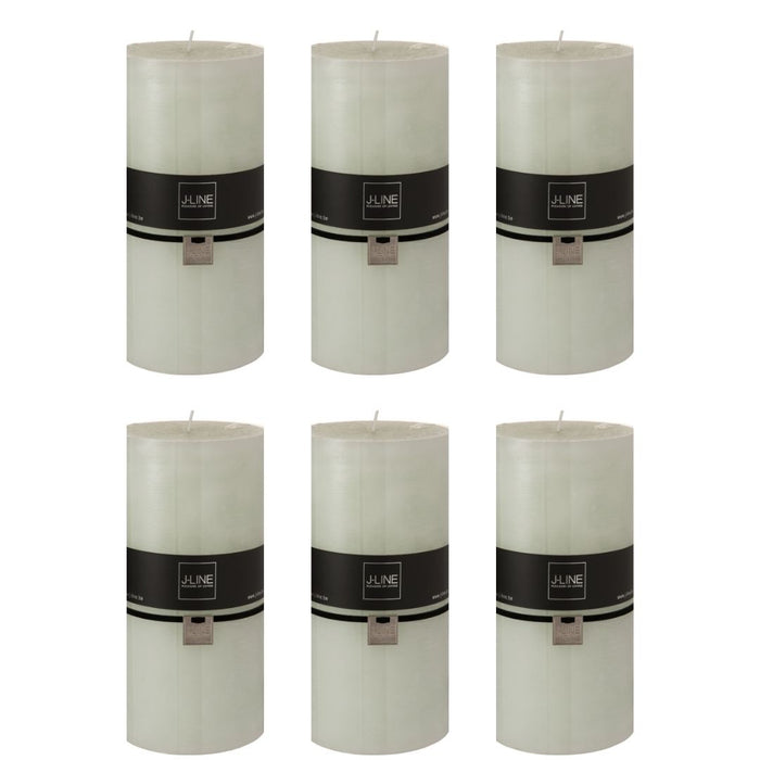 J-Line cilinderkaars - poedergroen - XXL - 150U - 6 stuks